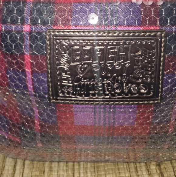 COACH POPPY, PURPLE PLAID SEQUIN- EUC - Picture 5 of 10